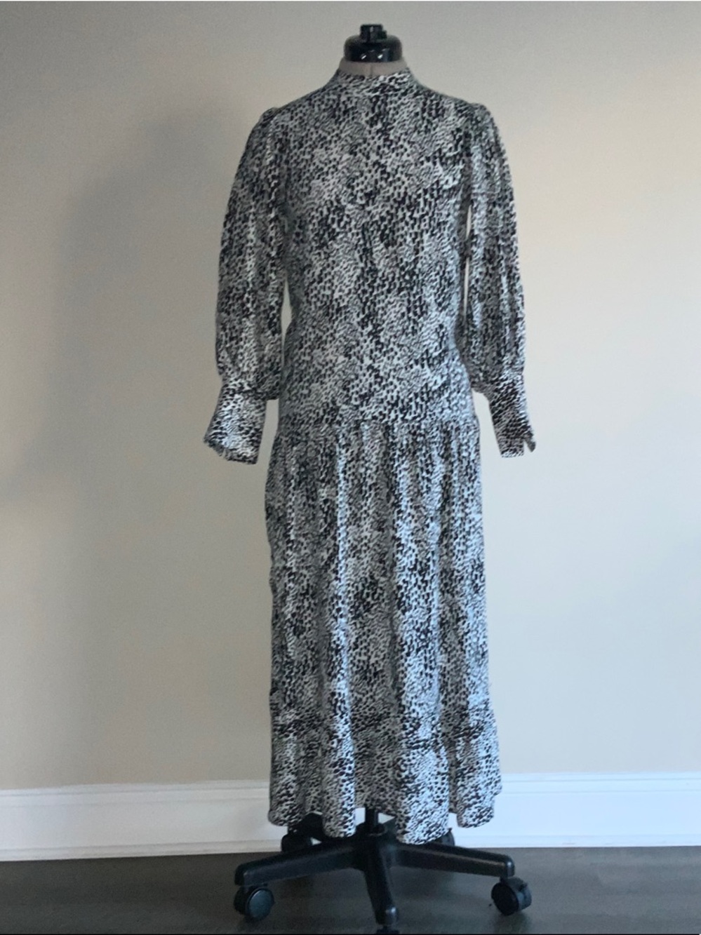 Topshop Black and White Animal Print Maxi Dress